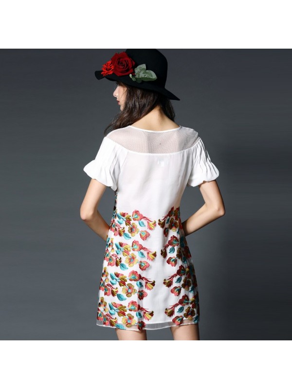 Flower girl dress fashion princess patchwork dress short sleeve summer folk silk party dress club original polo dress