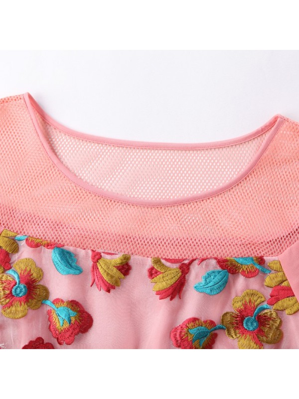 Flower girl dress fashion princess patchwork dress short sleeve summer folk silk party dress club original polo dress