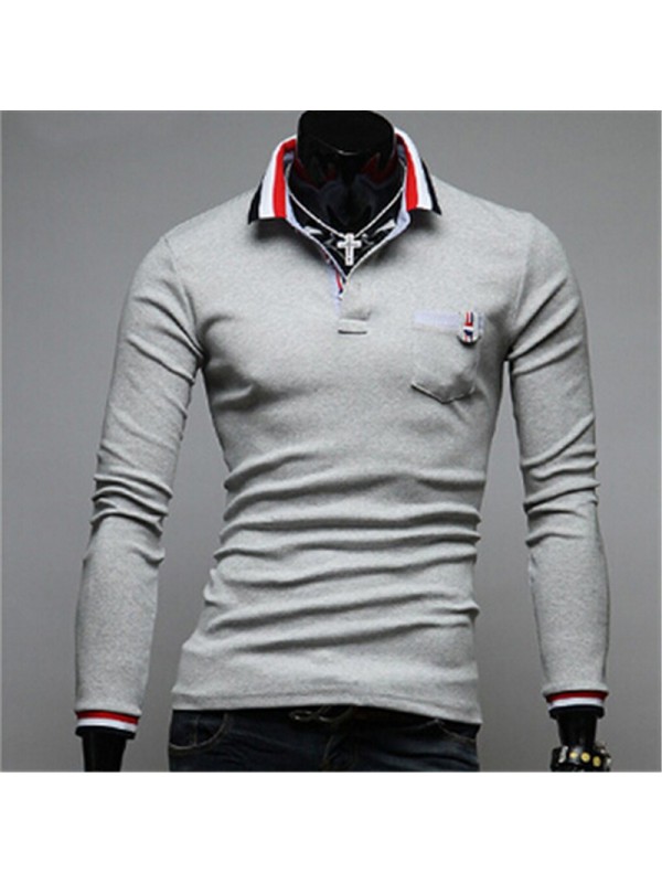  new hit color stitching cuffs Korean men cultivating long-sleeved T-shirt Slim