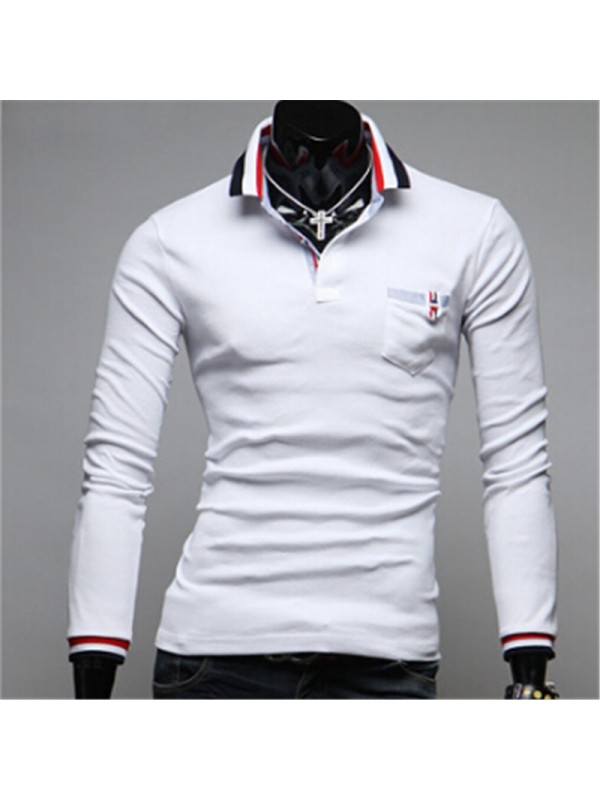  new hit color stitching cuffs Korean men cultivating long-sleeved T-shirt Slim