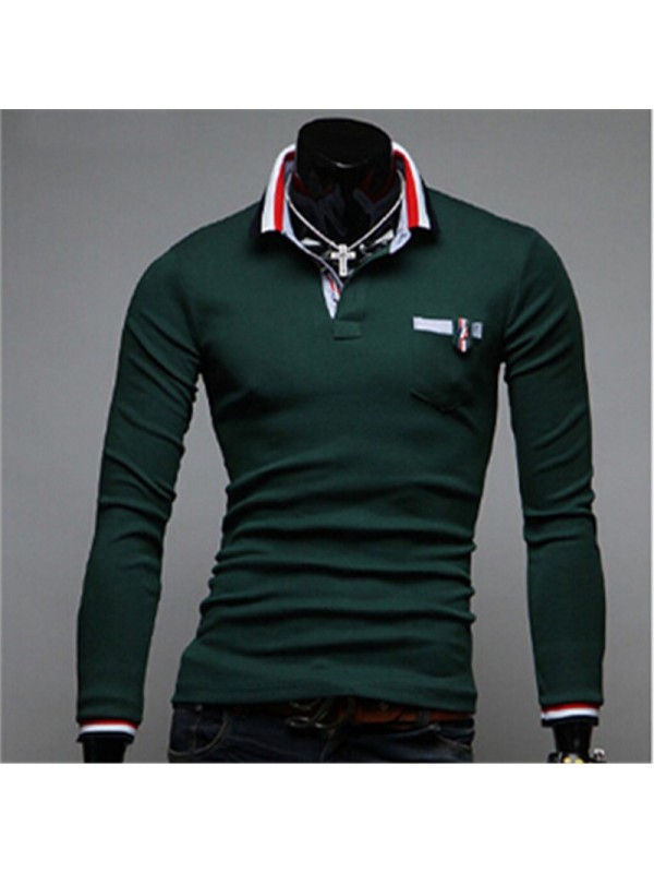  new hit color stitching cuffs Korean men cultivating long-sleeved T-shirt Slim