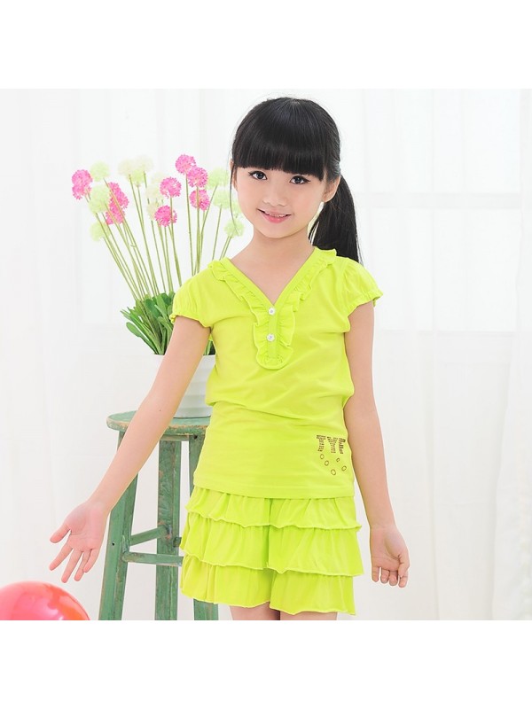 Kids Girls Summer Korean girls sport suit dress T-...