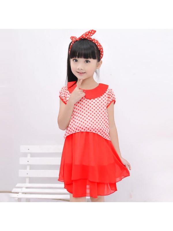 summer new girls wear short sleeved Chiffon Dress