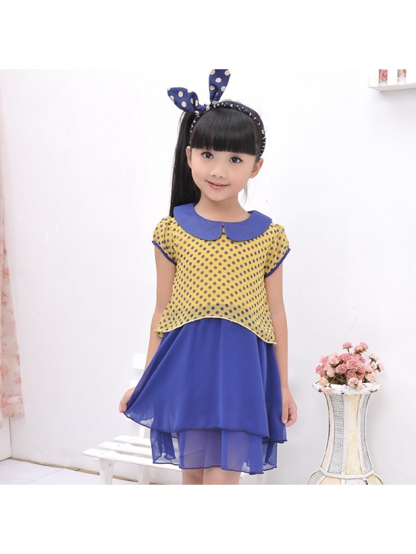 summer new girls wear short sleeved Chiffon Dress