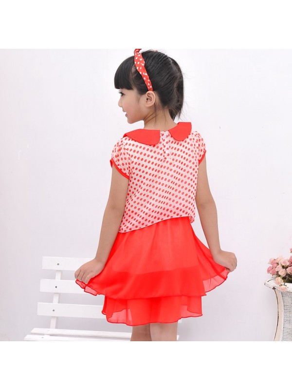 summer new girls wear short sleeved Chiffon Dress